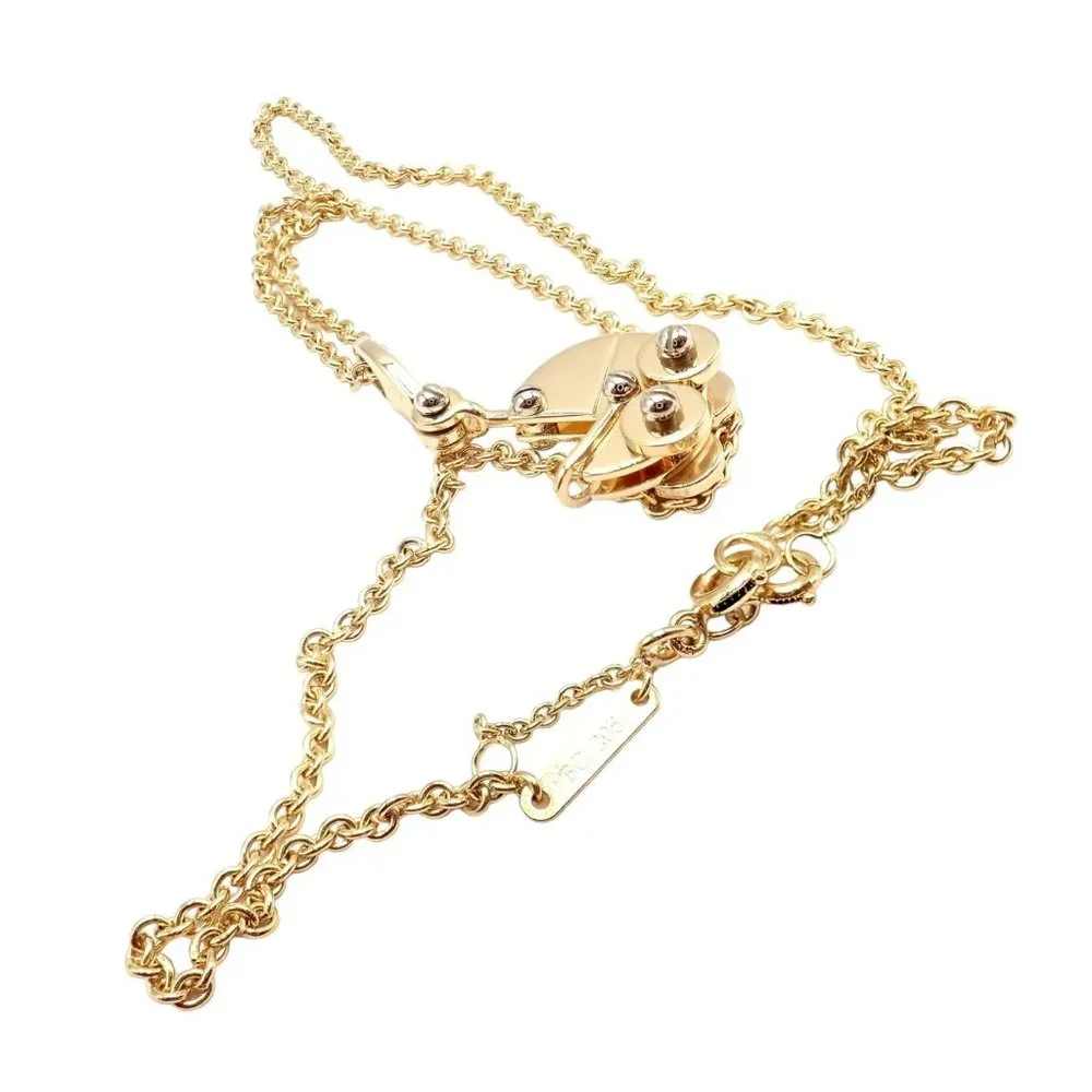 Authentic! Cartier 18k Yellow Gold Baby Carriage Stroller Charm Pendant Necklace
